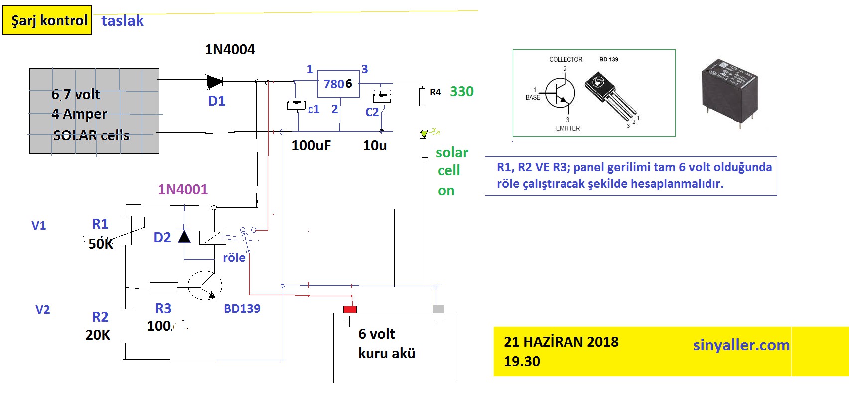 Solar Panel 6 Volt Dry Battery Charge Control System