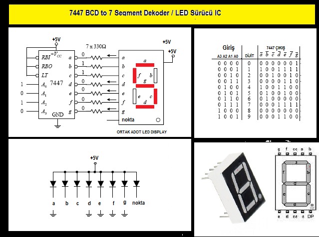 7447 Bcd To 7 Segment Decoder Made With Resistors And 1556